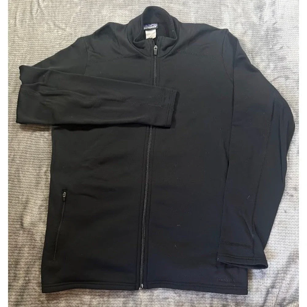 Patagonia Mens XL Full Zip Fleece Jacket‎ Black Mock Neck Mid Layer Coat 40128